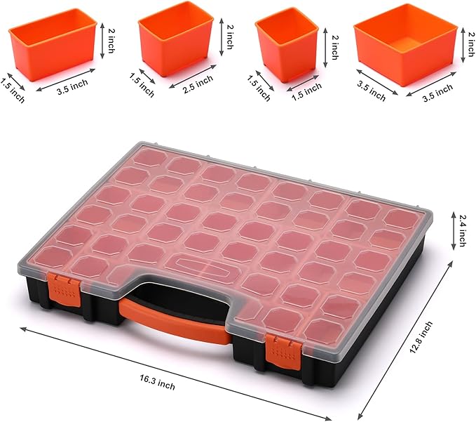 AIRTOON 2PCS Multi-Purpose Toolbox, Professional Organizer with 22 Bin Compartments, Box Organizer for Hardware, Screws, Bolts, Nuts, Nails, Tools, Arts