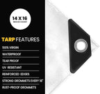 PROTARP Extra Heavy Duty 16 Mil Tarp Cover, Waterproof, UV Resistant, Rip and Tear Proof, Poly Tarpaulin with Reinforced Edges for Roof, Camping, Patio, Pool, Boat. (White 24′ X 24′)