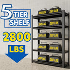 72''H Garage Shelving Heavy Duty,2800LBS Storage Shelves,5-Tier Adjustable Metal Shelve Storage Shelf Rack, Industrial Shelving Unit for Garage, Warehouse, Basement (47" W x 19.7" D x 72" H) 2PC