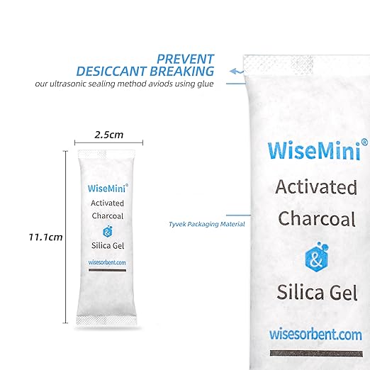 60Pcs 14 Gram Food Safe Desiccant Packs, High Absorption Capacity for Moisture & Odor, Silica Gel & Coconut Shell Activated Carbon Packets for Storage