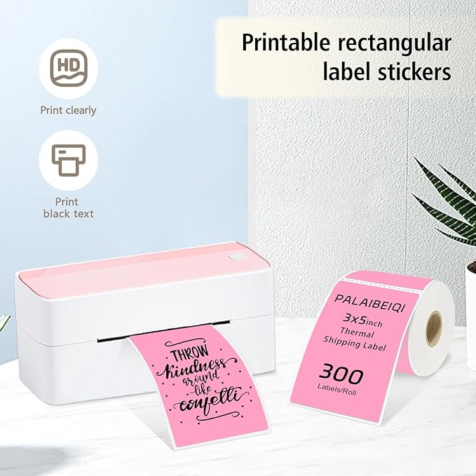 3x5 Inch Thermal Label Stickers,300Pcs Waterproof Rectangle Labels for Storage Bins,Moving Boxes,Address & Inventory Organization,Small Business Labeling,Pink