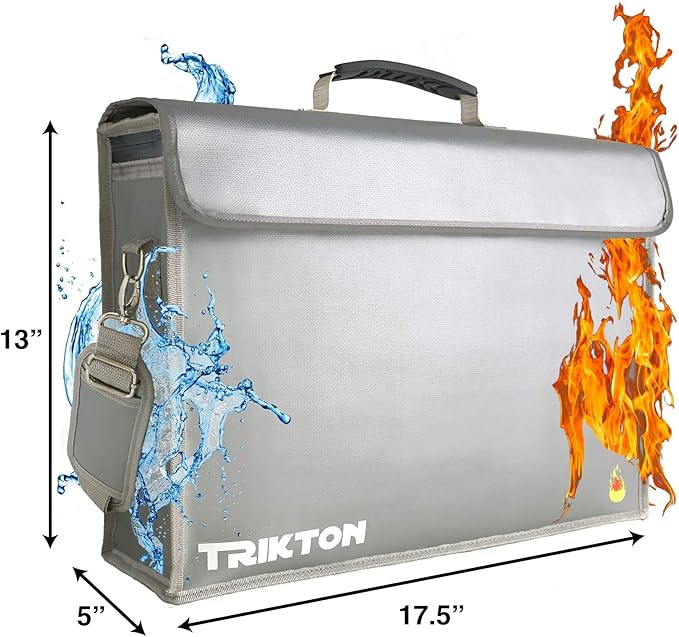 Fireproof & Waterproof Document Bag XXL 17.5x13x5 with TSA Lock, High-Viz Design, Flexible Fireproof Bag for A3 & Legal Size Files, Developed by USA Engineers & Firefighters, Travel Ready