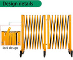 16.5FT Expandable Barricade Gate, Expandable Metal Barricade Gate Alloy Fence and 270 Degrees Direction Adjustment with Wheels, for Industrial or Residential Use (Yellow, 16.5FT)
