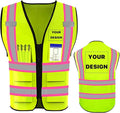 YOWESHOP High Reflective Visibility Safety Vest Custom Your Logo Safety Workwear with Reflective Strips and Pockets