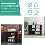Locking Garage Storage Cabinet with Door, Black Metal Wall Cabinet with Shelves, Small File Cabinet for Home, Office, School, 41.6''H× 36 ''W ×18''D, Assembly Required