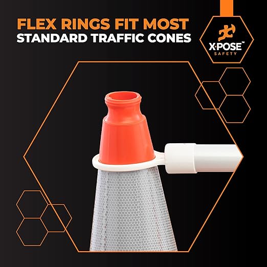 Xpose Safety Heavy-Duty White Plastic Connector Rings (6 Packs) | Universal Replacement End-Loops for Safety Cone Retractable Bar & Pole Barriers