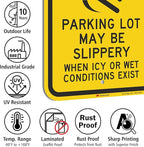 SmartSign-K-2855-EG "Caution - Parking Lot Slippery When Icy Or Wet" Sign | 12" x 18" 3M Engineer Grade Reflective Aluminum