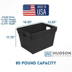 Hudson Exchange 18.25 x 13.25 x 11.75 (3 Pack) Corrugated Space Age Handled Storage Container Mail Tote, Black