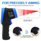 High Temperature IR Thermometer -58℉- 2732℉,Dual Laser Industrial Pyrometer 30:1 Non Contact Digital Thermometer Gun with Large LCD Color Display Blacklight and Flashlight, Adjustable Emissivity