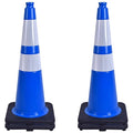 OrangeStar 4-Pack 28" Traffic Cones, Blue Safety Cones with Reflective Collars, Heavy Duty Base for Construction, Parking Lot, Road Work, Flexible PVC, Indoor & Outdoor Use