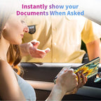 Car Registration and Insurance Card Holder - Sunflowers　strips Leather Document Organizer & Bifold wallet for License, Insurance Cards | Fits Vehicle Glove Box & Visor