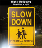 Joffreg Slow Down Pedestrian Traffic Sign,17 x12 Inches,Reflective Aluminum,UV Printed,Weather Resistant,Waterproof,Durable Ink,Easy to Mount,Outdoor Use(4 Pack)