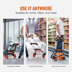 VEVOR Folding Hand Truck and Dolly, 309 Lbs Capacity, Aluminum Foldable Cart, Heavy-Duty Luggage Trolley Cart with Telescoping Handle and PP+TPR Wheels for Home, Office, Shopping, Travel