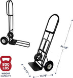 Olympia Tools 800 Lb Sack Hand Truck with Folding Nose, D Handle and 10" Pneumatic Wheels for Home and Office Use