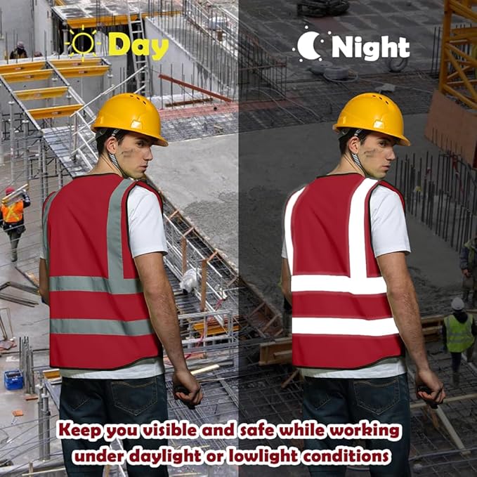 BeautyWill Custom Logo 10/20 Pack Safety Vest Class2 High Visibility Vest with Pockets Breathable Construction Vest Bulk