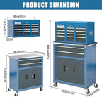 LARBANKE 5-Drawer&8-Drawer Tool Chest combination,with Universal Brake Wheels and Padded Feet,Tool Cabinet with Stainless Tabletop,Rolling Tool Chest Can be Connected Together with Connectiong Buckle
