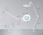 Neatfi 1,200 Lumens Super LED Magnifying Lamp with Clamp, Dimmable, Includes Microfiber Cleaning Cloth, 5 Inch Diameter Lens for Reading, Sewing, Crafting (White, 8 Diopter)