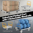 3000LBS Heavy Duty Platform Truck Cart Dolly | 44"x28" 2mm Steel Deck & Reinforced Chassis | 6" TPR Swivel Wheels | Industrial Flatbed Cart for Warehouse, Factory, Logistics