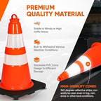 Pyle 18" Traffic Cones 8-Pack, High-Visibility Orange Safety Cones for Parking, Roadwork, Construction and Sports Training, Stackable Design with Heavy-Duty PVC Base, Weather-Resistant