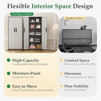 Crownland 63" Metal Storage Cabinet, Lockable Garage Storage Cabinets, High Office Cabinet with Adjustable Shelves for Garage, Home Office, Pantry, File(Grey & Light Grey)