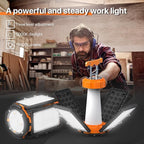 LED Temporary Work Light: 100W 15000Lumen with Brightness Adjustable Switch, 4 Deformable Panels Linkable Hanging Work Light, Portable 5000K Led Work Light for Workshop Construction Site Garage
