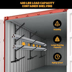 4 Tier Shipping Container Shelf 4 Pack, Heavy Duty Container Shelving Shelf, Hang and Hook Storage Cargo Shelves, Universal Pipe Racks for Shipping Container, 19" L x 64" H