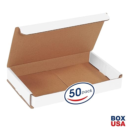Box USA BM851 8"L x 5"W x 1"H, White (Pack of 50)