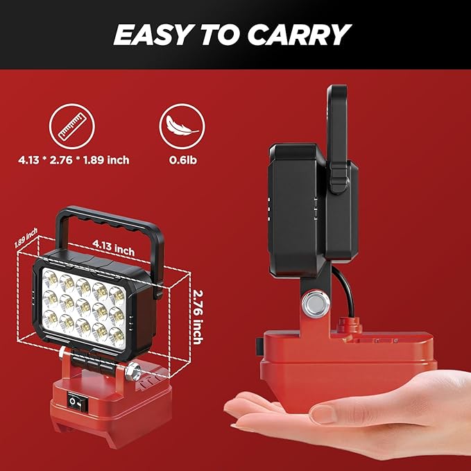 2 Pack LED Work Light Compatible with Milwaukee m18 18V Battery, 40W 6000LM Cordless Work Light with 2 USB Output Port, 145° Adjustable Portable Home Light Accessory Flashlight (Battery NOT Included)
