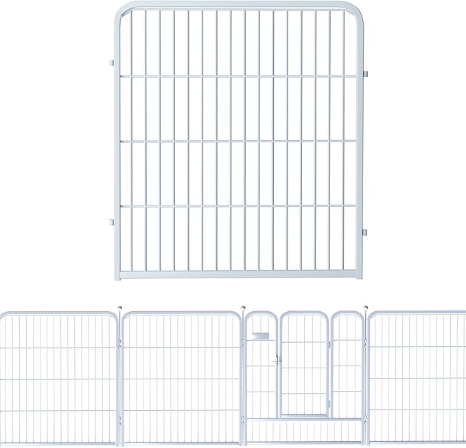 ZXMOTO Decorative White Garden Fence 24 Pack for Pets Dogs 32in (H) x 55ft (L),Metal Wire Fencing Border Animal Barrier,Flower Bed Border for Landscape Patio Yard Outdoor, White