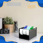 1 Pcs Adjustable Label Dispenser 3 Disks Sticker Roll Holder Sticker Dispenser Label Roll Holder Acrylic Tape Organizer Stand for Office Home Desktop(Black)