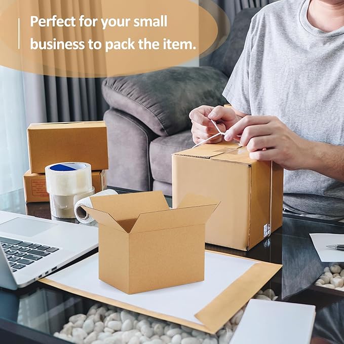 Eupako 6x4x4-Small-Shipping-Boxes-30-Pack-Brown-Corrugated-Box-Mailers, Cardboard Boxes for Packaging Small Business, Mailing