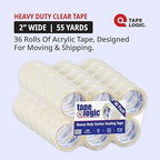 Tape Logic 2" x 55 yds Acrylic Packing Tape 2.6 Mil, Clear (36-Pack) Heavy Duty Packing Tape Rolls for Sealing Boxes at Home, Warehouse, & Office, Supplies for Packaging, Shipping, Moving