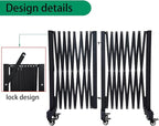 16.5FT Expandable Barricade Gate, Expandable Metal Barricade Gate Alloy Fence and 270 Degrees Direction Adjustment with Wheels, for Industrial or Residential Use (Black, 16.5FT)