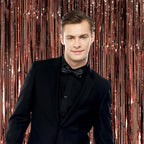 3 Pack 3.3 x 8.2 ft Brown Foil Fringe Backdrop Curtains, Tinsel Streamers Party Decorations, Fringe Backdrop, Door Shimmer for Thanksgiving Day or Birthday Party