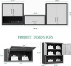 Metal Tool Cabinet,Garage Storage Cabinet System,Wall Cabinet & Locking Rolling Tool Cabinet with Doors and Adjustable Shelves,Steel Tool Cabinets for Home (3 Pcs-StyleA, Black & Grey)