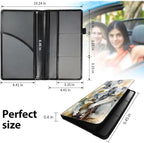 Car Registration and Insurance Holder, Leather Car Glove Box Organizer, Cool Car Accessories for ID, Driver's License Cards & Essential Document,business cards,Men&Women,Cute Three Bear