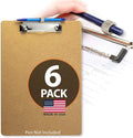 Officemate Wood Clipboard, Letter Size, Low Profile Clip with Pen Holder, 6 Pack (83826)