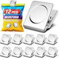 12 Pack Large Magnetic Clips Heavy Duty, Strong Magnet Clips for Notes, Fridge Magnets, Refrigerator Magnets Clip for Organization, Chip Clip Magnets for Whiteboard, Classroom, Cruise, Office