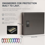 WeHere Smart Key Lock Box, Wall Mounted Key Cabinet with 120 Key Tags, Bluetooth App Control, OTP & Password Unlock, Wi-Fi Remote Unlock (Bridge Required), Steel Key Safe for Office Home Business