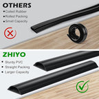 Cord Cover Floor 34in (2 x L17in), Large Capacity Floor Cable Cover, Hard PVC Cord Hider, Wire Cable Management Raceway, Black, Cord Cavity - 1.8"(W) x 0.6"(H)