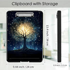 Clipboard with Storage,Office Supplies Nursing Clipboards Folder with Pen Holder Plastic Foldable Clip Board with Storage for Nurse Teacher,Galaxy Tree