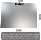 Horizontal Aluminum Clipboard,11x17 Inches A3 Side Clip Metal Clipboards with Pen Holder,Extra Large Construction Board,304 Stainless Steel Low Profile Clip