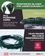 Iron Forge Cable 10ft Green Outdoor Extension Cord with 3 Outlets - 16/3 SJTW 10ft Extension Cord 3 Prong, 13 Amp All-Weather Heavy Duty Power Cable