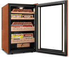Tylza Leather Trim Cigar Humidor, 70L Cigar Humidor Cabinet with Auto Humidity & Temp Control, 550 Counts, 3 LED Lights, Spanish Cedar Wood, Cigar Humidors with Safety Lock, Gifts for Men