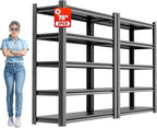Garage Shelving Heavy Duty, 5 Tier Metal Storage Shelf Unit for Industrial and Utility Use - Durable Metal Shelf Organizer, Garage Storage Shelf 18" D x48 W x78 H（2 Pieces）