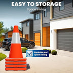 20 Pack 18" Traffic Cones, Orange Safety Cones with Heavy Stable PVC Base Reflective Collars, Multi-Use Parking Cones for Road Construction, Parking Lots, Driveway Marking
