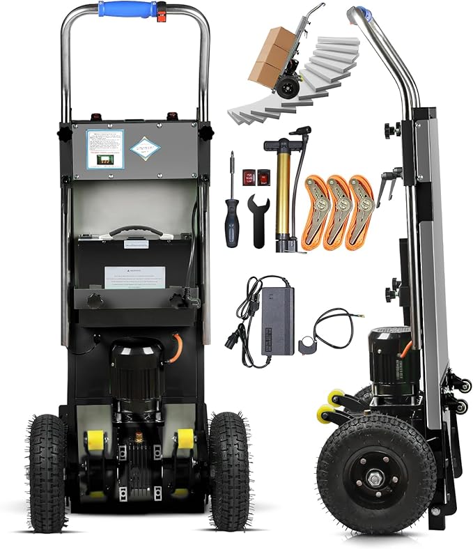 Electric Stair Climbing Hand Trucks Dolly Cart, 900lb Capacity Heavy Duty Stair Climber with Ropes, Carry Heavy Objects Up and Down Stairs Effortless for Furniture Logistics Warehouse