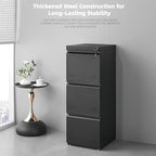 Vertical 4 Drawer File Cabient with Lock, Metal Filing Cabinets for Home Office, Heavty Duty Office Storage Cabinet for A4/Letter/Legal (Matte Black)
