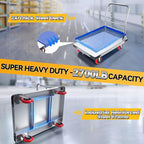 Heavy Duty Foldable Platform Truck - 2700LB Capacity Steel Push Cart, 40"x24" Oversized Flatbed with 5" Swivel & Fixed Wheels, Industrial Hand Truck for Warehouse Moving