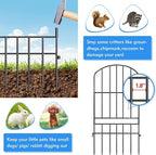 Adavin Animal Barrier Garden Fence,10 Pack Black 12''L x 25" H no dig Fence, Underground dig Protection for Dog Rabbits Rustproof Metal Wire Panel Border, 10 ft Ground Stakes for Outdoor Patio